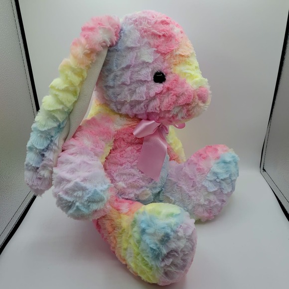 Pastel Rainbow Tie Dye Floppy Ear Easter Bunny Rabbit Stuffed Animal - 20" Plush - Picture 5 of 6